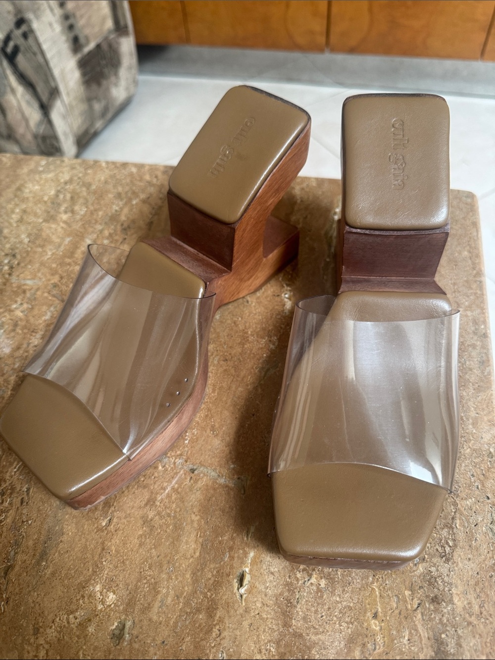 Clear PVC Negative Space Wooden Wedge - Cult Gaia